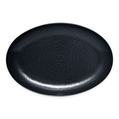 Noritake&reg; Black on Black Swirl Oval Platter