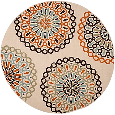 Safavieh Veranda Avery 6&#39;7 Round Indoor/Outdoor Area Rug in Cream. View a larger version of this product image.