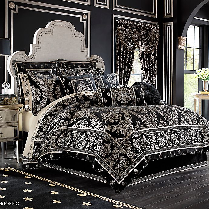 J Queen New York Portofino Comforter Set In Black Bed Bath Beyond