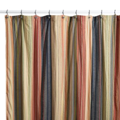 tan striped shower curtain