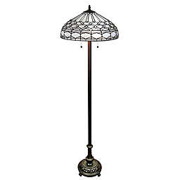 Tiffany Style 62-Inch Vintage Floor Lamp with Stained Glass