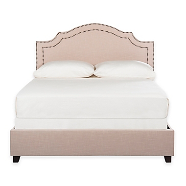 Safavieh Theron Full Bed with Padded Wood Frame in Light Beige. View a larger version of this product image.