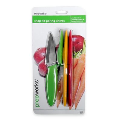 Progressive Prep Works 3 Piece Snap Fit Paring Knife Set Bed