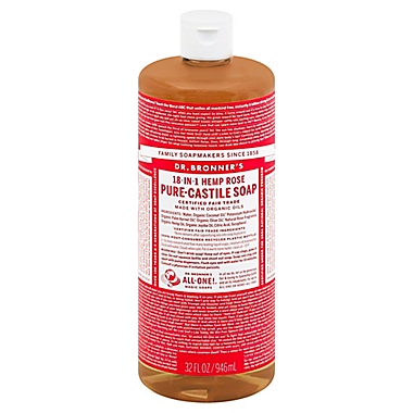 Dr Bronner&#39;s 32 oz. 18-in-1 Pure-Castile Liquid Soap in Rose. View a larger version of this product image.