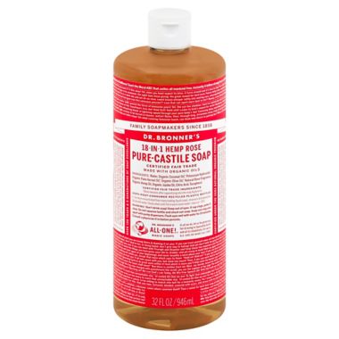 Dr Bronner's 32 oz. 18-in-1 Pure-Castile Liquid Soap in Rose. View a larger version of this product image.