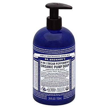 Dr. Bronners 12 oz. 4-in-1 Sugar Peppermint Organic Pump Soap. View a larger version of this product image.