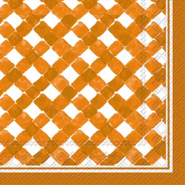 Boston International 20-Count Gingham Cocktail Napkins in Orange. View a larger version of this product image.