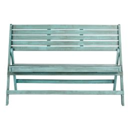 Safavieh Luca Folding Bench in Beach House Blue