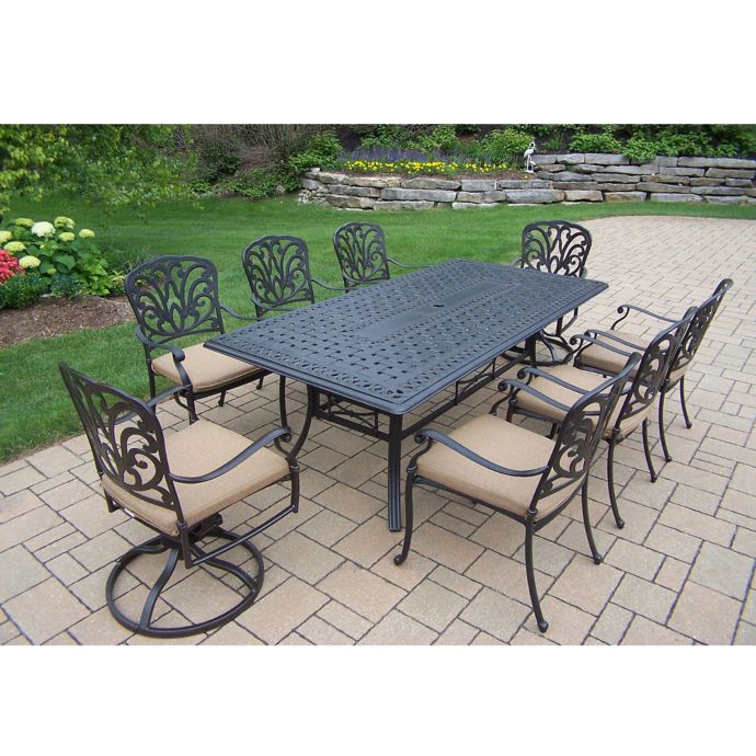 Oakland Living Clairmont 9 Piece Outdoor Dining Set Bed Bath