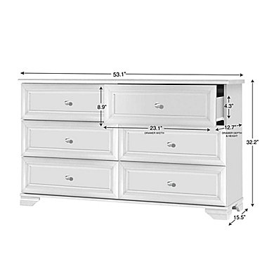 Belle Isle South Lake 6-Drawer Double Dresser in White. View a larger version of this product image.