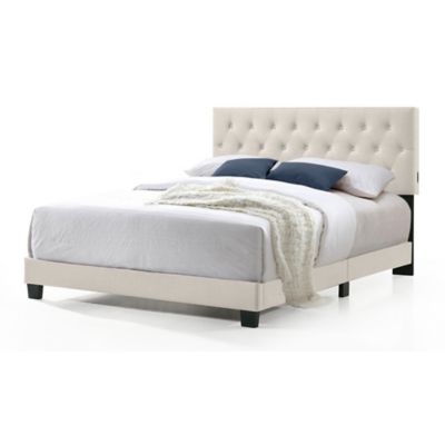 Belle Isle Royale Queen Upholstered Platform Bed with USB Charging Ports in Beige