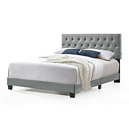 Belle Isle Royale King Upholstered Platform Bed with USB Charging Ports in Grey