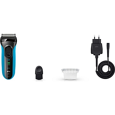 Braun Series 3 3040 Wet & Dry Men&#39;s Electric Shaver in Blue. View a larger version of this product image.