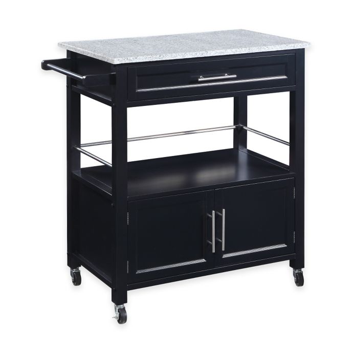 Cameron Kitchen Cart With Granite Top In Black Bed Bath