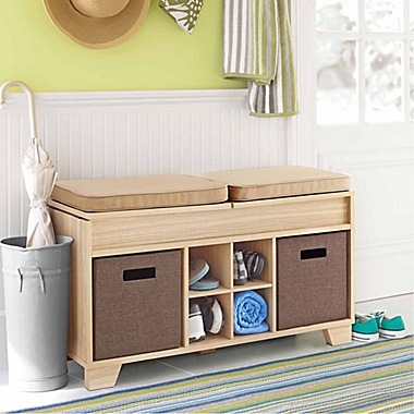 Real Simple&reg; 3-Cube Split-Top Storage Bench in Natural. View a larger version of this product image.