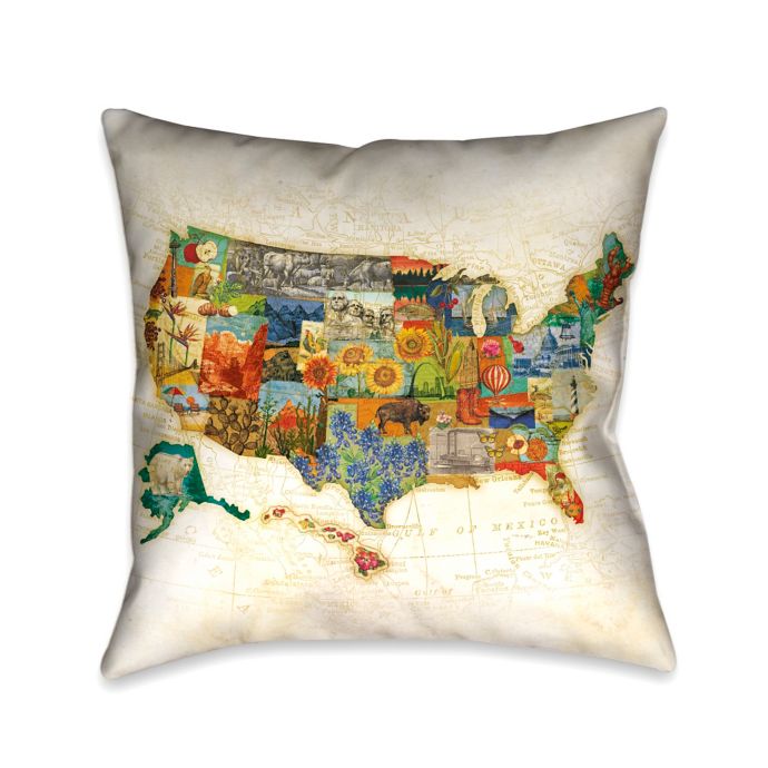 Laural Home® Vintage Travel Map Square Throw Pillow | Bed ...