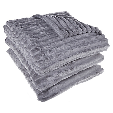 Simply Essential&trade; 3-Piece Corduroy Throw Blanket and Throw Pillow Bundle in Alloy. View a larger version of this product image.