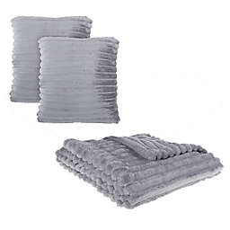 Simply Essential&trade; 3-Piece Corduroy Throw Blanket and Throw Pillow Bundle in Alloy