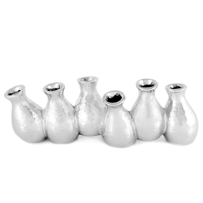 Glazed Ceramic Multi Bud Vase In Silver Bed Bath Beyond