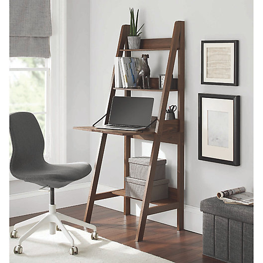Alternate image 1 for Contemporary 3-Shelf Ladder Desk in Canyon Walnut
