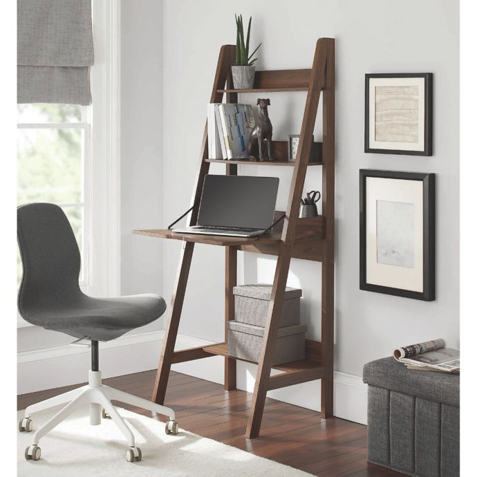 Contemporary 3Shelf Ladder Desk in Canyon Walnut Bed Bath and Beyond