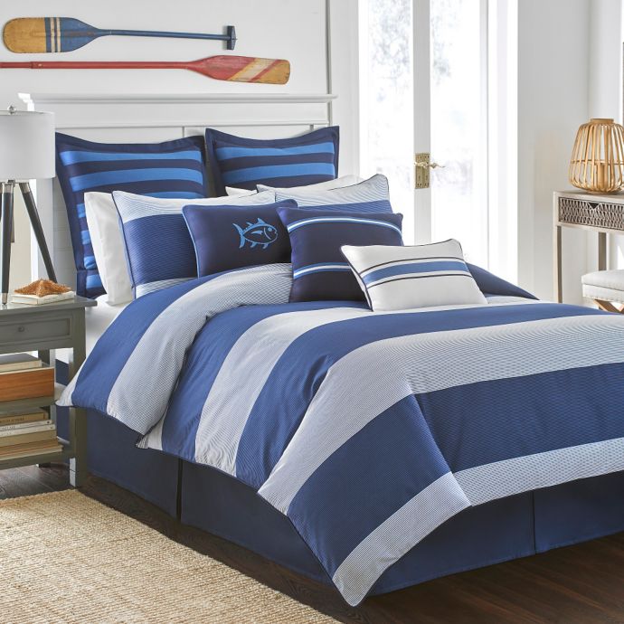 Southern Tide® Dock Street Stripe Reversible Comforter Set in Blue