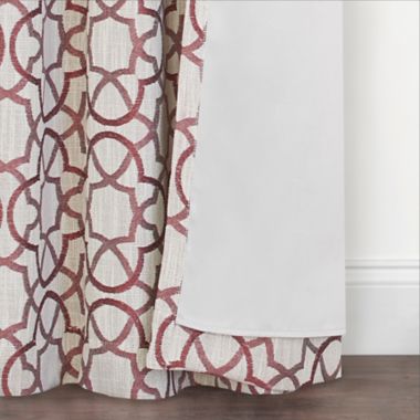 Quinn Geo 84-Inch Grommet 100% Blackout Window Curtain Panel in Red (Single). View a larger version of this product image.