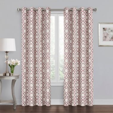 Quinn Geo 84-Inch Grommet 100% Blackout Window Curtain Panel in Red (Single). View a larger version of this product image.