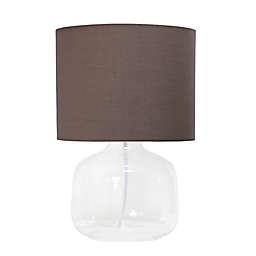 Simple Designs Glass Table Lamp with Fabric Shade