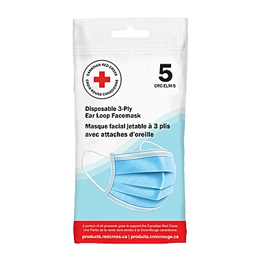 Canadian Red Cross Disposable 3-Ply Ear Loop Face Masks (Set of 5). View a larger version of this product image.