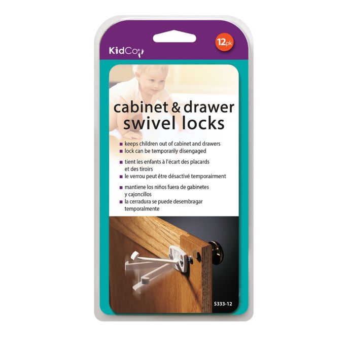 Kidco 12 Pack Swivel Cabinet And Drawer Locks In White Bed Bath
