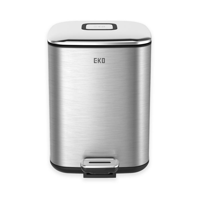 EKO Stainless Steel Square 6Liter SoftClose Step Trash Can Bed Bath