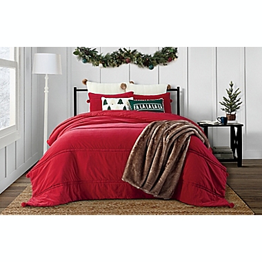 Bee &amp; Willow&trade; 3-Piece Pom Pom Velvet Full/Queen Quilt Set in Red. View a larger version of this product image.