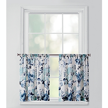 Bee &amp; Willow&trade; Vintage Rose 24-Inch Rod Pocket Window Curtain Tier Pair in Blue. View a larger version of this product image.
