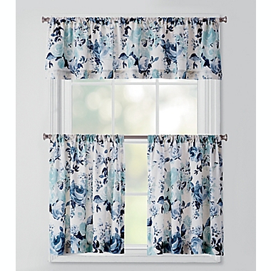 Bee &amp; Willow&trade; Vintage Rose 36-Inch Rod Pocket Window Curtain Tier Pair in Blue. View a larger version of this product image.