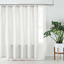 Extra Long White Shower Curtain Bed, Extra Long White Waffle Shower Curtain