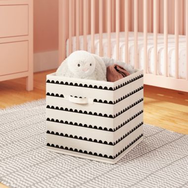 mighty goods&trade; 4-Pack Scalloped Striped Print Foldable Storage Bins. View a larger version of this product image.
