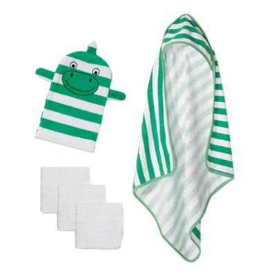 mighty goods&trade; 5-Piece Dinosaur Towel, Washcloths, and Washcloth Mitt Set in Green/White