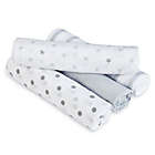 Alternate image 0 for aden + anais&trade; essentials Dove Muslin 4-Pack swaddleplus&reg; Blankets in Grey/White