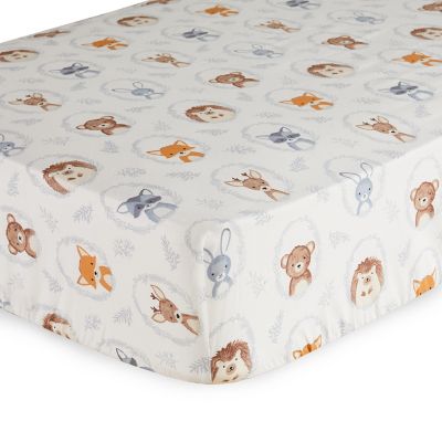 ever &amp; ever&trade; Forest Friends Fitted Crib Sheet in White