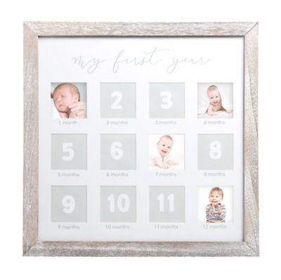 Christening Baby Gift Baby Photo Frame My First Year Silver Finish 13 Aperture 