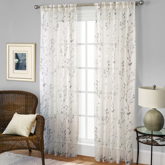 Willow Print Pinch Pleat Sheer Window Curtain Panel | Bed Bath 