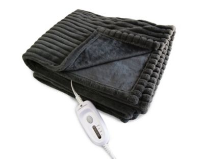 Comfortech Textured Heated Throw Blanket in Pewter