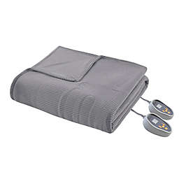 Beautyrest Ribbed Microfleece King Heated Blanket in Grey