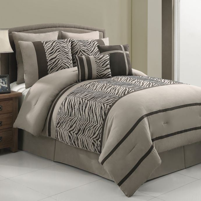 Laken Zebra 8 Piece Queen Comforter Set In Brown Bed Bath Beyond