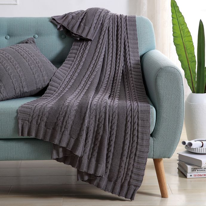 VCNY Abode Dublin Knit Throw Blanket Bed Bath & Beyond