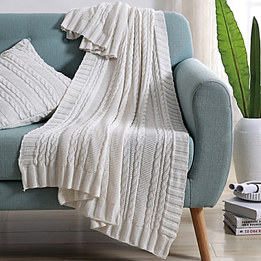VCNY Abode Dublin Knit Throw Blanket in White. View a larger version of this product image.