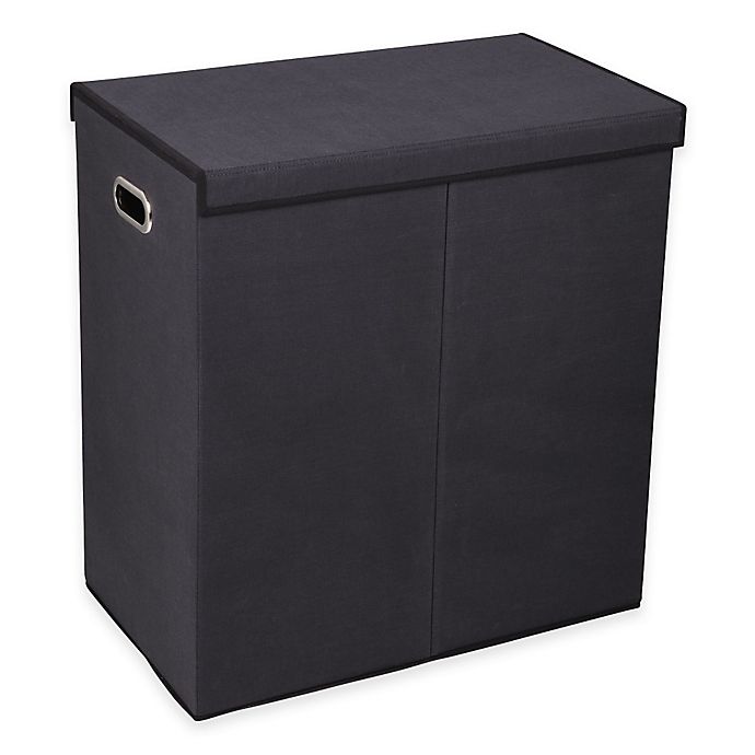 Household Essentials® Collapsible 2-Compartment Laundry Hamper in Black ...