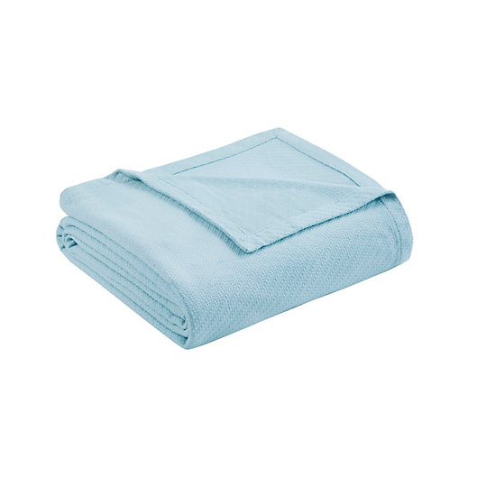 Alternate image 1 for Madison Park Liquid Cotton Twin Blanket in Light Blue