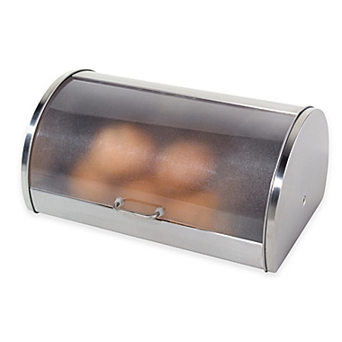 Oggi&trade; Stainless Steel Roll Top Bread Box with Frosted Lid. View a larger version of this product image.
